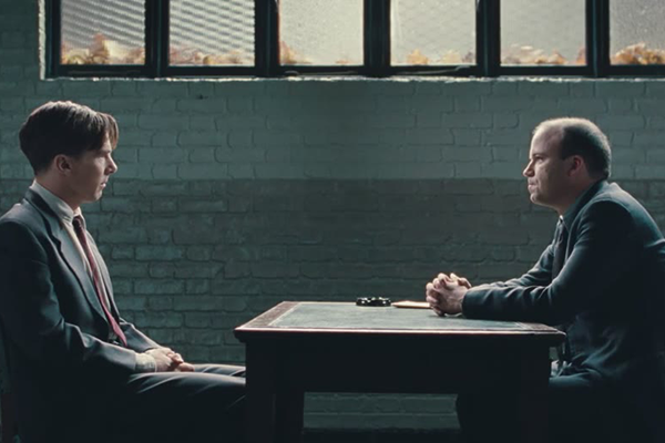 Robert Knock (Rory Kinnear) and Alan Turing (Benedict Cumberbatc) in the interrogation  © 2014 - The Weinstein Compan
